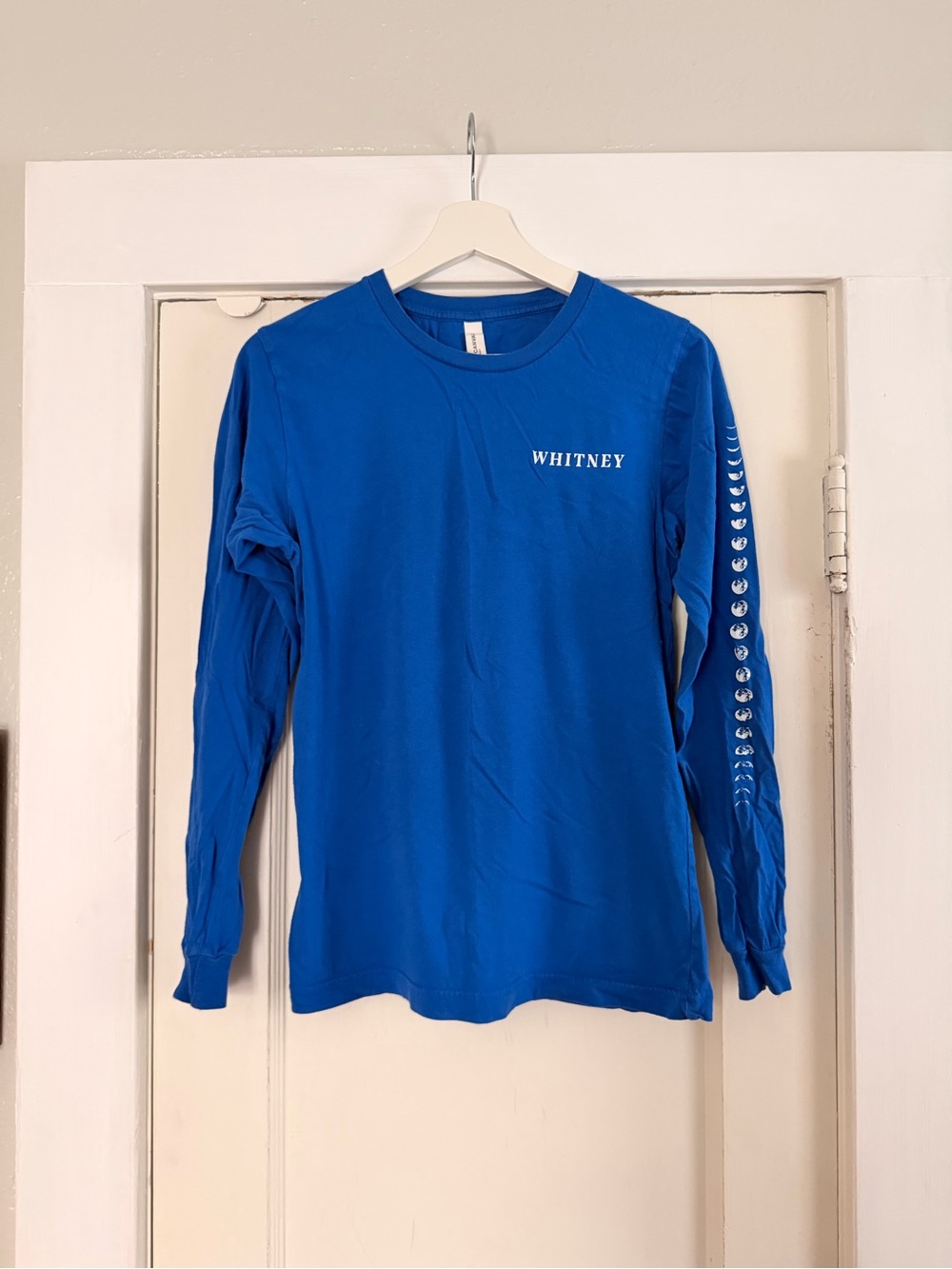 Whitney Blue Crewneck Long Sleeve Band Tee, Small